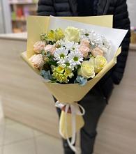 Букет цветов из:  Альстромерии, Розы и Хризантемы #REPLACE_PRED# Горки